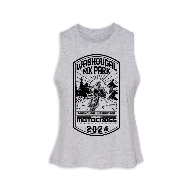 2024 MX Washougal Ladies Grey Outdoors Crop Tank