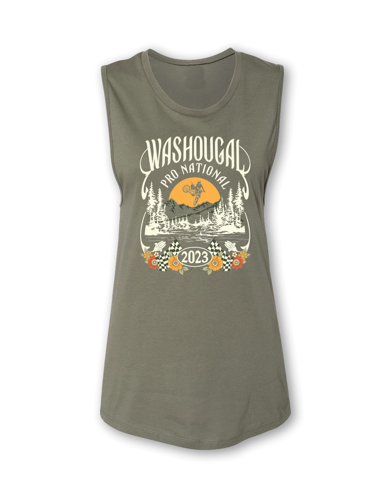 2023 MX Washougal Ladies Olive Green Muscle Tank